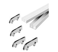 Binario scorrevole doppio for porte in vetro acrilico da 5 mm - Binario Mountain Groove for impieghi gravosi con rulli silenziosi, kit for porta bypass con aggancio superiore(2.1mmx100cm)