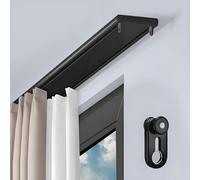 Binario scorrevole doppio in alluminio per divisori, guida silenziosa per camera da letto e cucina, 5,1 m (nero, 510 cm) liscio e soluzione per il trattamento delle finestre
