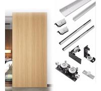 Binario scorrevole in plastica per porte, Kit binario for porta della stalla con guide parallele e gancio a 2 ruote, lunghezza 120-180 cm(Length 175cm/68.9in)