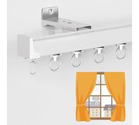 Binario scorrevole per tende resistente, montaggio a soffitto o a parete, in alluminio, per divisorio, 1,8 m, colore bianco, durevole, facile da installare