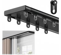 Binario silenzioso a doppio binario in alluminio per tende, binario da soffitto nero, 690 cm, perfetto divisorio per tende scorrevoli, ideale per la decorazione di casa e ufficio