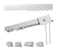 Binario Tenda Soffitto Lineare in Alluminio Bianco Personalizzabile, Completo di Accessori per il Fissaggio, Movimento a Corda, Bastone Tende a Soffitto o Parete Scorrevole (260CM MOVIMENTO A CORDA)