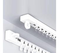 Binario Tende con Montaggio a Soffitto e Parete, Senza Trapano, 0.9m 1.3m 1.8m 2.4m 3.5m 4.3m Facile da Installare Sistema di Tenda per Finestre Tenda da Doccia cucina(Wall Mount,1.5m(4.9ft))