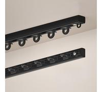 Binario ultra sottile per montaggio a soffitto/parete, resistente, in lega di alluminio, con nt Gliders per l'apertura verso l'interno dei divisori (nero, 80 cm)