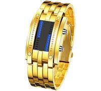 Binary Matrix orologio digitale da uomo con LED blu, classico, creativo, alla moda, placcato nero Old Skool Pro