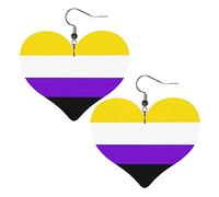 Binary Pride Orecchini in pelle per le donne Ciondola l'orecchino con il ciondolo a goccia con i regali del gancio per la ragazza adulta