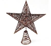BinaryABC Puntale per albero di Natale a forma di stella, decorazione scintillante per albero di Natale, 20 cm (caffè)