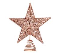 BinaryABC Puntale per albero di Natale, a forma di stella, decorazione scintillante per albero di Natale, 20 cm (oro rosa)