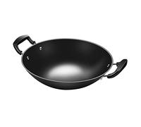 Binaural Cast Iron Wok, Pot Made of Raw Iron, Old Fashioned Pan Wok Household, Large Frying Pan, Without Lid, 36 Cm