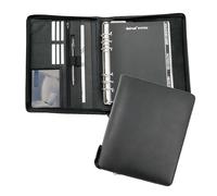 Bind T 3 - Organizer formato A5 con cerniera, in nappa, colore: Nero