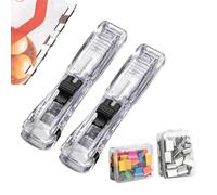 Binder Clamp Stapler - Heavy Duty Ergonomic Stationery Paper Clip Dispenser Push Stapler | Handheld Binder with 100 Reusable Clips Portable Push-Button