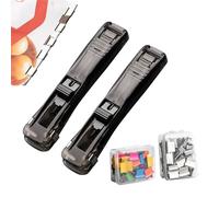 Binder Clamp Stapler Set, 2 Pieces Heavy Duty Ergonomic Push Stapler With Paper Clip Dispenser Design, Practical Stationery Tool For Teachers Students Accountants Writers Classroom Home Dorm Office
