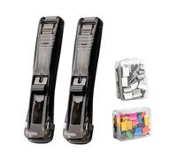 Binder Clip Stapler | 100 Clamps included Reusable,2 Pieces Paper Cllip Dispenser Push Stapler,for Cllassrooms Homes Study Rooms Meeting Rooms Teachers Students Accoountants