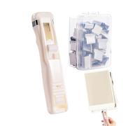 Binder Clip Stapler - 11.5x2.6x1.6cm Stainless Steel Clamp Dispenser, Reusable Push Stapler, Portable Binder Staplers With 50 Reusable Clips, Handheld Paper Dispenser For Home
