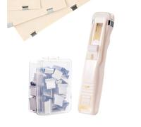 Binder Clip Stapler, Stainless Steel Clamp Dispenser, Desktop Push Stapler with Reusable Design, Office and School Document Organizer with easy, Home Accessories for Papers Files Use