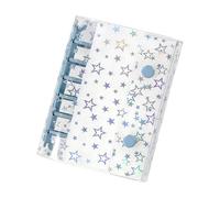 Binder Cover - 11 cm Glitter Star PVC Notebook Shell, Refillable Planner Protector For A7 Loose Leaf Sheets, Elegant Organizer Folder | Daily Life Journal Cover For Office School Home Budget Planning