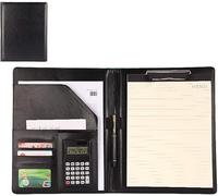 Binder e blocchetto appunti a anello rimovibile, Cartella portadocumenti con calcolatrice for conferenze, colloqui, ufficio, nero bordeaux 320x248 mm(Black)