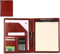 Binder e blocchetto appunti a anello rimovibile, Cartella portadocumenti con calcolatrice for conferenze, colloqui, ufficio, nero bordeaux 320x248 mm(Red Wine)
