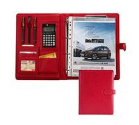 Binder e blocchetto appunti a anello rimovibile, Raccoglitore portadocumenti A4 in similpelle con calcolatrice, multicolore, confezione da 1, 256x336 millimetri(Red,12 digit calculator)