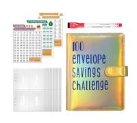 Binder - Libro Di Di Money Saver | Portafoglio Soldi Per Pianificatore Di Bilancio | 100 Buste In Contanti Con Tracker | Fogli Di Budget Chiari Con Pulsante Magnetico Per Le Coppie Uffici