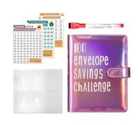 Binder - Libro Di Di Money Saver | Portafoglio Soldi Per Pianificatore Di Bilancio | 100 Buste In Contanti Con Tracker | Fogli Di Budget Chiari Con Pulsante Magnetico Per Le Coppie Uffici