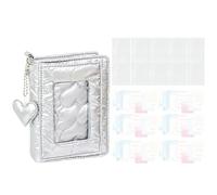 Binder Notebook - M5 Journaling Sticker Spiral Notebook for Study Room | Transparent Pages with Cover Pocket, Stationery Writing Organizer for College Students, 11x3.5x13.8cm White Silver Pink Blue