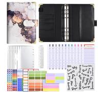 Binder per quaderni in pelle - A6 Organizzatore di budget del legante PU con chiusura della fibbia | Copertina raccoglitore ricaricabili carte, porta penna, entrate, buste, diario viaggio, libro track