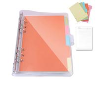 Binder Quaderno Trasparente Copertina ad Anelli 6 Anelli Rotondi Morbido PVC Notebook Quaderno ad Anelli, Ricaricabile con Carta di Riempimento A6, Binder Diario con 5 Divisori per Ufficio, Scuola