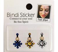 bindi sticker Viso Gioielli di Boho e Tribal Style colore blu giallo trasparente 3 pezzi in una confezione BD15