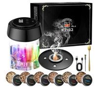 Bindokun Set di affumicatore elettrico per whiskey con illuminazione a LED, set di affumicatura per whisky vecchio stile con 6 chip di legno, USB-C ricaricabile, accessori per cocktail per whisky e