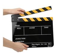 Bindpo Assicella Regista in Acrilico, 30x25CM Ciak Pellicola Cinematografica Professionale con Stick Magnetico(Nero Giallo)