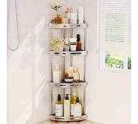 Binecer Doccia ad angolo Caddy Organizer per doccia in piedi a 4 livelli con portasapone, scaffali per doccia antiruggine per riporre lo shampoo del bagno, argento