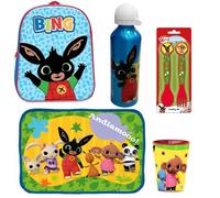 Bing Bunny Set Asilo 5 Pezzi, Zaino 3D 32 cm, Borraccia in Alluminio 500 ml, Posate, Tovaglietta e Bicchiere