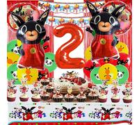 Bing Compleanno 2 Anni, Palloncini Compleanno Bing 2 Anni, Set Festa Compleanno, Decorazioni per la tavola del Compleanno del Coniglietto, per Feste di Compleanno Palloncini