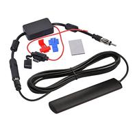 Bingfu Antenna Autoradio Adattatore Spina DIN + Amplificatore di Segnale | Supporto Adesivo per Parabrezza Interna, Cavo 3 m, Alimentazione 12V, per Tuner Radio FM AM Auto Camper Camion Veicolare
