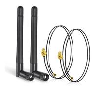 Bingfu Antenna WiFi 2.4GHz 5GHz 3 dBi RP-SMA + Cavo Micro Coaxiale 30 cm | Bibanda, Orientabile, per Scheda Rete M.2 NGFF Wireless Intel, Scheda Madre，PC Fisso Desktop ，Router, Modulo