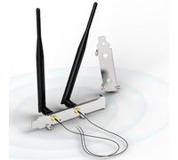 Bingfu Antenna WiFi Bibanda 2,4 GHz 5,8 GHz 6dBi RP-SMA Maschio + Cavo da Prise Micro Coaxiale 0.25mm + Copertura Slot PCI per Scheda di Rete Wireless Intel M.2 NGFF Router Adattatore WiFi Laptop PC
