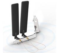 Bingfu Antenna WiFi Tri-Band 2,4 GHz 5,8 GHz 6E 8dBi RP-SMA Maschio + Cavo 20cm da Presa Micro Coassiale 0.3mm+ Copertura Slot PCI per Scheda di Rete Wireless Mini PCI Express PCIE Router WiFi PC