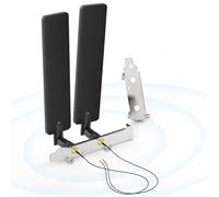 Bingfu Antenna WiFi Tri-Band 2,4 GHz 5,8 GHz 6E 8dBi RP-SMA Maschio + Cavo da Prise Micro Coaxiale 0.25mm + Staffa Slot PCIe per Scheda di Rete Wireless Intel M.2 NGFF Router Adattatore WiFi Laptop PC