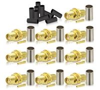 Bingfu SMA Femmina Montaggio a Paratia Attacco per Saldatura a Crimpare Spina in Rame Placcato Oro 50ohm 10 pezzi Compatibile con Cavo Jumper Coassiale RG58 RG303 RG141 RG142 RG400 Perdite Ridotte 195