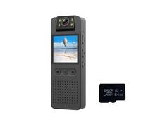 BINGNU Mini Body Camera, Body Cam, Mini telecamera CS06 for visione notturna a infrarossi HD 1080P con schermo LED Piccola videocamera for bici per sicurezza, riunioni, lavoro(Camera 64G card)