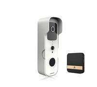 BINGNU Videocitofono, Tuya Smart Video Campanello Telecamera IP for campanello senza fili for esterni di protezione for la sicurezza domestica intelligente(White,With bell)
