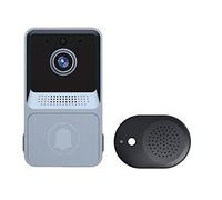 BINGNU Videocitofono, Videocitofono Smart Home Visione notturna a infrarossi Telecamera di allarme for la sicurezza domestica esterna Pulsante wireless 480P Campanello(Szary)