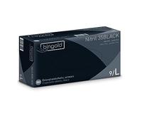 BINGOLD Guanti monouso in nitrile 35BLACK, neri, taglia L, 100 pezzi