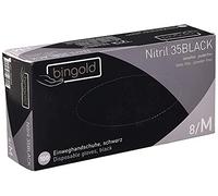 BINGOLD Guanti monouso in nitrile 35BLACK, neri, taglia M, 100 pezzi