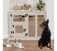 Bingopaw Cancello per cani Estensibile: Cancelletto Sicurezza per Scale 77,5-107cm Porta Retrattile per cani Bambini e Animali domestici Gatti, Alto 80cm, Senza fori, in Legno e Vetro Temperato