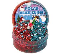 Bingsu Slime a forma di orso polare blu e rosso, non appiccicoso, slime croccante e scintillante, per feste per bambini, giocattoli sensoriali, regali per ragazze e ragazzi, regalo per compleanno