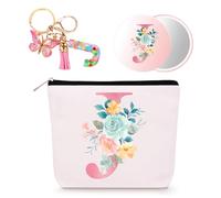 Bingtoo Borsa per il trucco personalizzata con iniziale per donna, Pochette personalizzata, Regalo donna compleanno, Regali natale, J