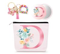 Bingtoo Borsa per il trucco personalizzata con iniziale per donna, Pochette personalizzata, Regalo donna compleanno, Regali natale, D