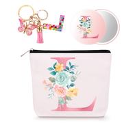 Bingtoo Borsa per il trucco personalizzata con iniziale per donna, Pochette personalizzata, Regalo donna compleanno, Regali natale, L